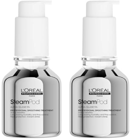 L'Oréal Professionnel SteamPod Glättungspflege, Konzentrat, Thermoschutz & hohe Beständigkeit gegen Feuchtigkeit, Anti-Frisottis, patentierte wasserfreie Formel, kompatibel mit jedem Glätteisen, 50 ml