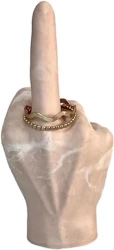 Fadaing Middle Finger Ring Holder, Mittelfinger Ringhalter, Lustige Mittelfinger Statue Hand Geste Tischskulptur, Hand Schmuckständer, Schmuckhand Schmuckständer Hand (5)