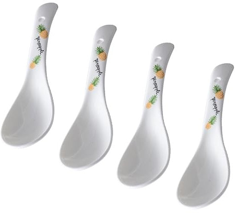 4 Stück Bone China Löffel Löffel Reislöffel Chinesische Porzellanlöffel Portion löffel japanische suppenlöffel Keramikgeschirr Haushalt Esslöffel Löffel aus Keramik kleiner Löffel