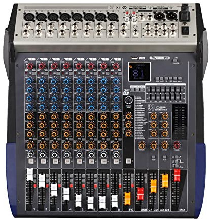 Mezclador De Audio, Mezclador de 8 / 16 canales puesta en escena familia KTV Live USB mezclador Bluetooth mezclador MP3 reproducción Dj controlador Consola De Mezclas PortáTil ( Color : Nero , Size :