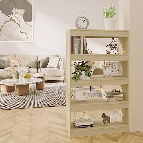 CKioict Eckvitrine Modernes Standregal Wohnzimmermöbel Bücherregal/Raumteiler Sonoma-Eiche 80x30x135 cm Holzwerkstofffür Wohnzimmer, Schlafzimmer, Büro