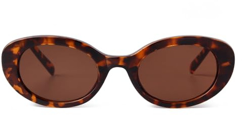 Laurinny Vintage Oval Sonnenbrille für Damen und Herren Trendy Runde Sonnenbrillen Retro 90er Classic Sonnenbrille(Schildkröte/Braun)