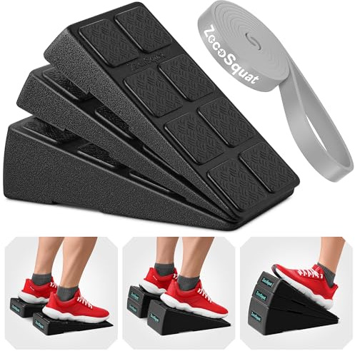 Juego de 3 Cuñas para Sentadillas – Bloques de Cuña con Capacidad de 236 kg – Tabla Inclinada para Estiramiento de Pantorrillas – Plataforma Inclinada para Gemelos – Bloques de Yoga