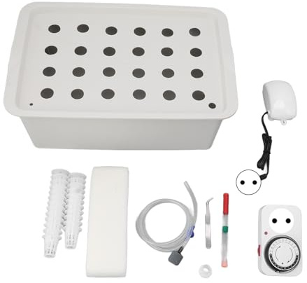 Gavigain Caja de cultivo hidropónico de 24 agujeros, caja de sistema hidropónico que cultiva eficientemente flores y verduras sin tierra para jardinería doméstica