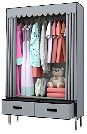 Stoff-Kleiderschrank, Stoffschrank, tragbar, einfacher Kleiderschrank, Kleidungsstück-Organizer, Aufbewahrungsorganisator, Stoffschrank, Faltbarer Schrank, Vliesstoff, grau