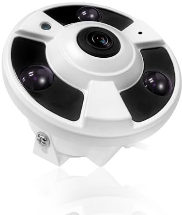 8MP 4K Ultra HD IP POE Security Surveillance Camera 1.8mm Wide Angle Fisheye Panoramic Lens Camera 360 Degree Internal Audio 3pcs LED Night Vision for NVR