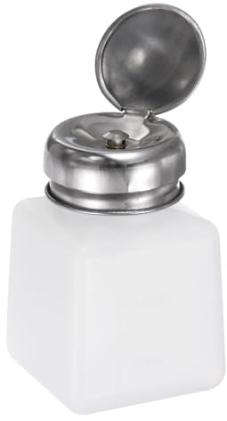 QUARKZMAN Lösungsmittel-Alkohol-Spender 100ml (3,4oz) Drucktyp ESD-sicherer Anti-Spritz-Flüssigkeitsspender-Pumpe mit abdichtendem Edelstahldeckel für Acetonreiniger, Weiß.