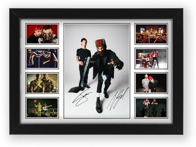 Poster dédicacé du duo musical Twenty One Pilots – Édition limitée – Cadeau pour les fans – Marchandises souvenirs de collection (sans cadre, A3 (30 x 40 cm)