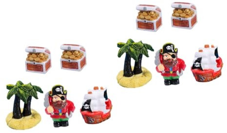 IMIKEYA 2 Sätze Piraten-Ornamente Spielzeug Piratenschiff Piratenspielzeug-spielset Kleines Piratenschiff Puppenhaus Miniaturen Miniatur-strandfiguren Strand-Miniatur- Harz