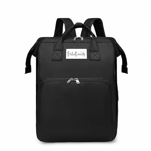 Frabe Family Wickelrucksack, Mama-Rucksack, Wickeltasche, großer Wickelrucksack, Oxford, multifunktional, große Kapazität, Schwarz , L