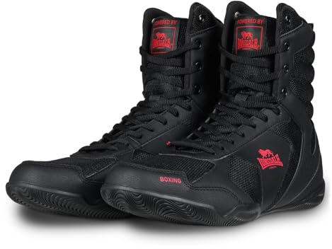 Lonsdale Scarpe da Boxe Unisex Heskin, Nero/Rosso, 42 EU