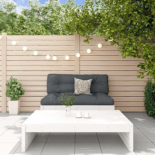 KTHLBRH 2-TLG. Garten-Lounge-Set mit Kissen Weiß Massivholz Outdoor-Möbel-Sets Balkonmöbel-Sets Gartenmöbel-Sets Terrassenmöbel-Sets für Terrasse, Garten, Balkon