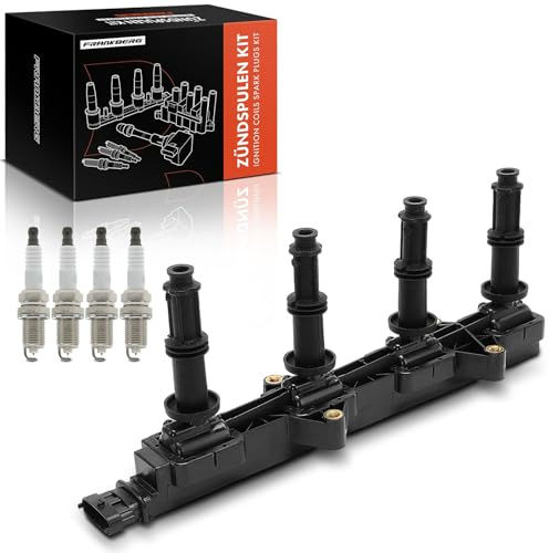 Frankberg 1x Zündspule + 4x Zündkerze Benzin | Kompatibel mit Brera 939 2.2L 2006-2011 Signum 2.2L 2003-2008 Vectra C Caravan 2.2L 2003-2017 Replace# 880198