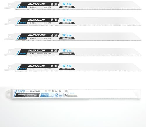 MUOZLOP 5Pack 300mm 14TPI Säbelsägeblätter Set für Metall | Sägeblätter für Säbelsäge.Bietet präzises, glattes und gerades Schneiden(5, 14TPI 300mm)