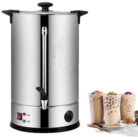 KhUkhu Hervidor De Agua Eléctrico, Hervidor De Agua Caliente Comercial De Acero Inoxidable De 40 L con Grifo, Cubo Aislado para Café, Agua Y Leche,8L