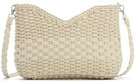 Freiesoldaten Sacs à Main en Paille Faits à la Main Sac de Poche pour Femmes Sac à Main d'été avec Bandoulière en Paille