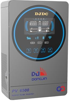 DJDCPOWER 4500W 24V Hybrid-Wechselrichter Solar 24V DC zu 230V AC,150A MPPT-Laderegler,Maximale PV-Eingangsspannung 450V,mit Reiner Sinuswellenausgabe Passend für LA-Lithiumbatterie (4500W 24V)
