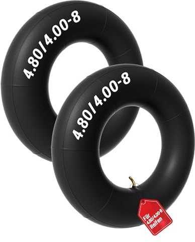 2X Schlauch 4.00-8 für Schubkarrenrad 4.80/4.00-8 Ersatzschlauch für Reifen mit TR87 Winkelventil Reifenschlauch Ersatzschlauch für Transportkarre Stapelkarre Sackkarre Bollerwagen