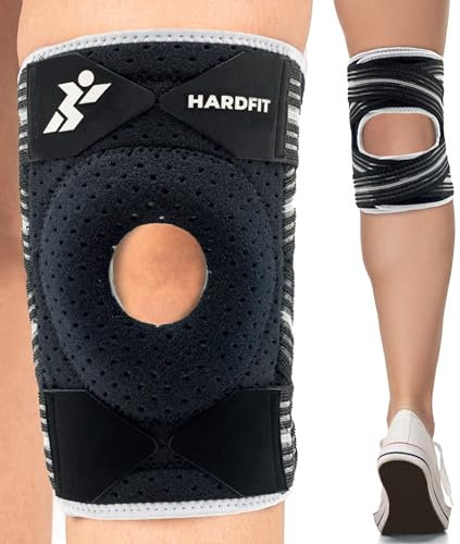 HARDFIT Ginocchiera Ortopedica Sportiva L - Ginocchiera per Artrosi Ginocchio a Fasce Regolabili - Tutore Ginocchio Menisco e Rotula a Legamenti Liberi