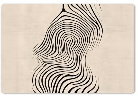 KitchenYeah© Set de 6 Manteles Individuales Plástico 45x30 cm Antimanchas y Antideslizantes Tapete Mesa Comedor Salvamantel Individual PVC Líneas - Abstractas - Onduladas - Negras