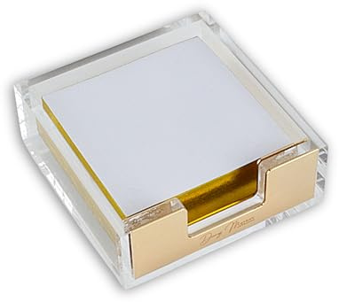 Dany Marcus Elegante Acrylglas-Zettelbox mit Goldakzenten, Notizzettelhalter + Ein Notizblock