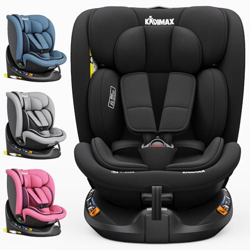 Kidimax® i-Size Kindersitz 40–150 cm (0–12 Jahre) | ECE R129/04 | 360° drehbar | mit Isofix & Top Tether | Gruppe 0+/1/2/3 | 5-Punkt-Gurt | verst. Kopfstütze | Autokindersitz Kinderautositz, Schwarz