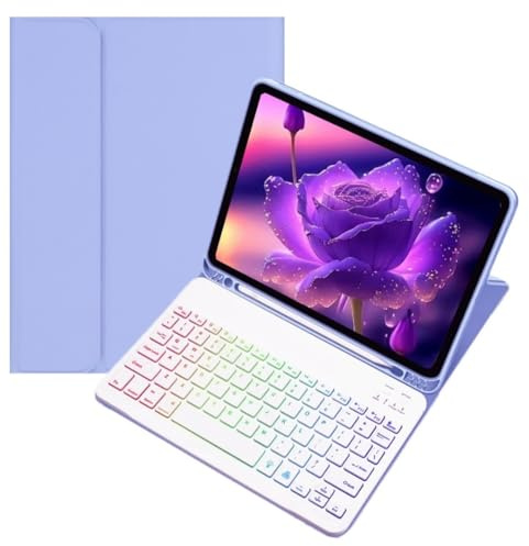 Funda colorida con teclado retroiluminado para iPad Mini (A17 Pro) y iPad Mini de 6ª generación con teclado magnético desmontable Bluetooth RGB retroiluminado, bonito color caramelo para estudiantes