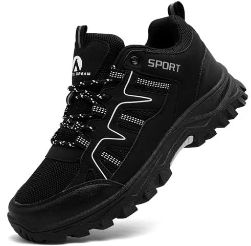 ASOCO DREAM Scarpe da Trekking Uomo Donna Scarpe da Escursionismo Arrampicata Sportive All'aperto Traspiranti Antiscivolo Calzature da Passeggio,Nero,43 EU