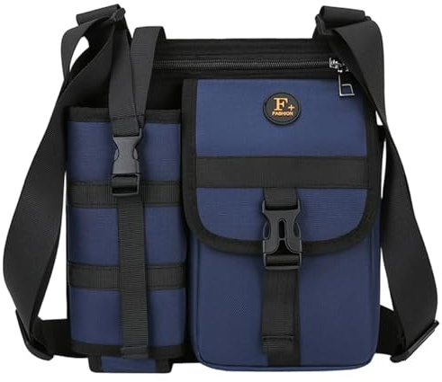 Syglawnd Shoulder Bag, Purse with Water Bottle Pocket Waterproof Crossbody Bag with Water Bottle Holder Large Capacity Workout for Hiking, Camping, Fishing, Dark Blue