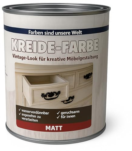 Hossi's Wholesale Kreidefarbe Grau 750ml Shabby Chic Holzfarbe Matt | Vintage Lack, Greywash, wasserbasierte Möbel- und Dekofarbe