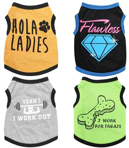 4er-Set Chihuahua-Kleidung, süße Hunde-Shirts für kleine Hunde, weich und bequem, schwarz, Größe XXS, für Teacup-Hunde, Yorkshire Terrier, Welpen und Kätzchen