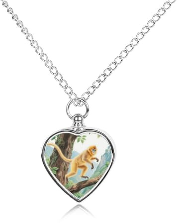 LPAGBCNU hoppande gyllene apa husdjur aska halsband med fyllningssatser 70 cm kabelkedja minneskremering urna halsband smycken souvenir minnessak för människor aska hundar katter sympati present till