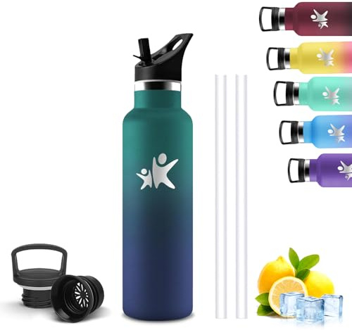 Mujigaga Borraccia Termica, 750ml Borraccia, Senza Perdite, Borraccie con Cannuccia, Senza BPA, Borraccie Acciaio Inox, Mantiene Caldo per 12 Ore/Freddo 24 Ore, Borracce per Palestra, Ufficio, Lavoro
