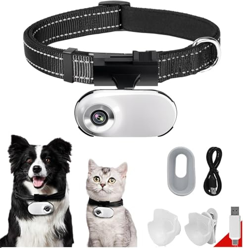 TLINGMEIXIAN HD 1080P Katze Kamera Halsband mit Videoaufnahme, Mini Wireless Sportkamera, Kleine Action Kameras, Körperkamera für Haustierbedarf, Artikel für-Xian