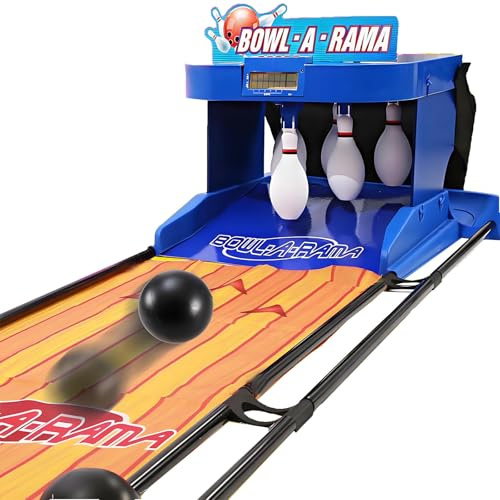 Gioco da bowling al coperto, gioco pieghevole per famiglie con reset automatico, effetti sonori e tabellone segnapunti a LED per divertimento interattivo