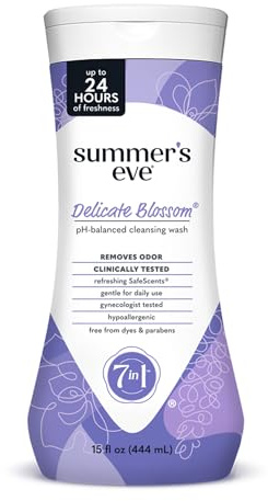 Summer's Eve Cleansing Wash | Delicate Blossom | 15 Ounce | Pack of 1 | pH-Balanced, Dermatologist & Gynecologist Tested | Summers Eve Feminine Wash, pH Balanced Gentle Body Wash for Women, Feminine Care to Eliminate Odor