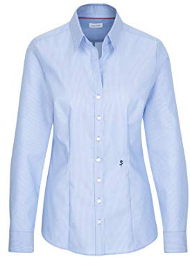 Seidensticker Damskjorta, blus, långärmad, smal passform, mönstrad, strykfri blus, Blå (11), 34