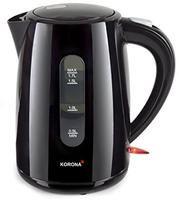 Korona Bollitore elettrico 20130 con capacità di 1,7 litri, nero – potente fornello con una base a 360°