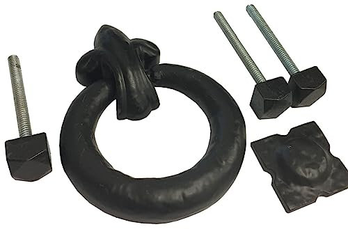 Negro envejecido Heavy Duty aldaba para puerta, diseño de anilla de Euroart