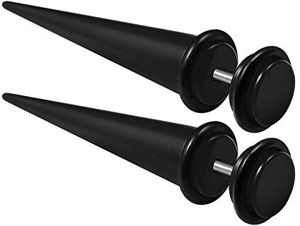 KJM FASHION 2 STK Plastic Black (1,2mm 16g) 8mm 0 g Fake Plug Black O-Ring Taper Ohr Stecker Expander Earring Dehnstab Piercing Schmuck 2081