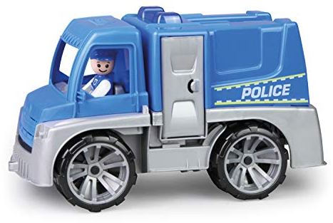 Lena 04455 - TRUXX Polizei Einsatzfahrzeug mit Spielfigur als Polizist mit Schutzschild, Polizeiauto mit Zubehör, Polizeitransporter mit Türen zum Öffnen, Spielfahrzeug für Kinder ab 24m+