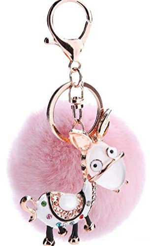 Keychain Schöne Autoschlüssel Pferd Strass Metall Schlüsselanhänger glänzendem Taschenanhänger Auto-Anhänger Weich Schlüsselring Handtaschenanhänger Dekor Glücksbringer Geschenk (Pink)