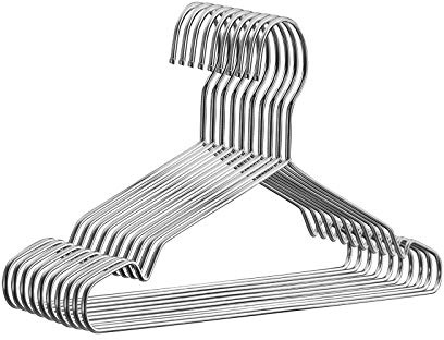 Fayleeko Trådhängare rockhängare starka kraftiga metallhängare i rostfritt stål 17,7 tum ultratunna platsbesparande klädhängare (10-pack)