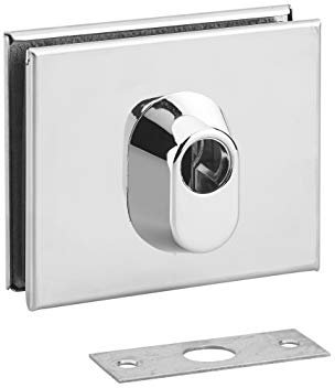 THIRARD - Boitier de serrure basse en applique à double entrée pour porte en verre, réversible, 106x87mm, chromé