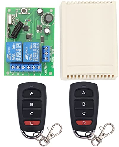 DieseRC 433Mhz Universal Wireless Remote Control Switch Secure Radio Frequency DC 6V 12V 24V 30V 10A 2 Channels Relay Receiver Board and 2 Transmitters with 4 Keys