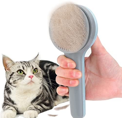 Hundebürste, Katzenbürste Selbstreinigende Slicker-Bürste Pets Brush Haustier Bürsten mit Großer Knopf für Katzen Hunde Massage Reinigung-Einfach zu Bedienen Entferne Unterwolle Pflegewerkzeug