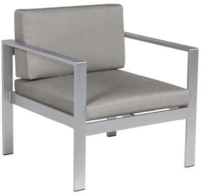 Beliani Pratica poltrona da giardino con cuscino in alluminio anodizzato grigio scuro