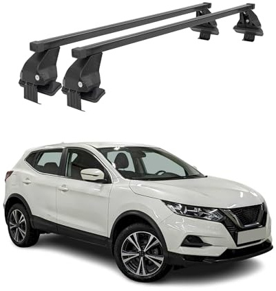 OMAC Menabo Dachträger für Nissan Qashqai J11 2013-17 Pre-FL Stahl Schwarz | DIN 75302:2019 & ISO/PAS 11154:2006 geprüft, Abschließbar, City-Crash-getestet, bis 50 kg Traglast, Querträger, Grundträger