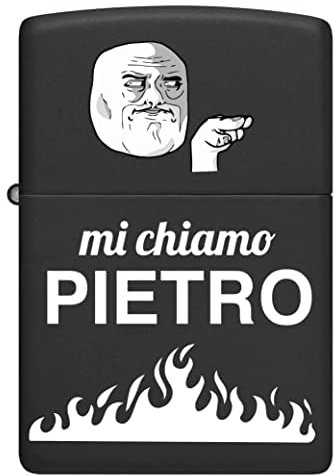 Accendino Modello Zip a Benzina - Personalizzato con Stampa di Foto, Immagine, Testo, Logo, iniziali, Nomi. Gadget Idea Regalo Originale per Natale per Lui e lei, Anniversario (Nero)