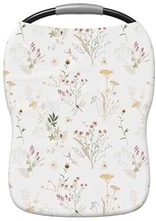 Pobi Baby Premium Multi-Use Cover - Nursing Cover, Baby Car Seat Covers, Shopping Cart, High Chair, and Breastfeeding Cover - Ultra-Soft, Stretchy, Floral Scarf for Baby and Mom (Wildflower)